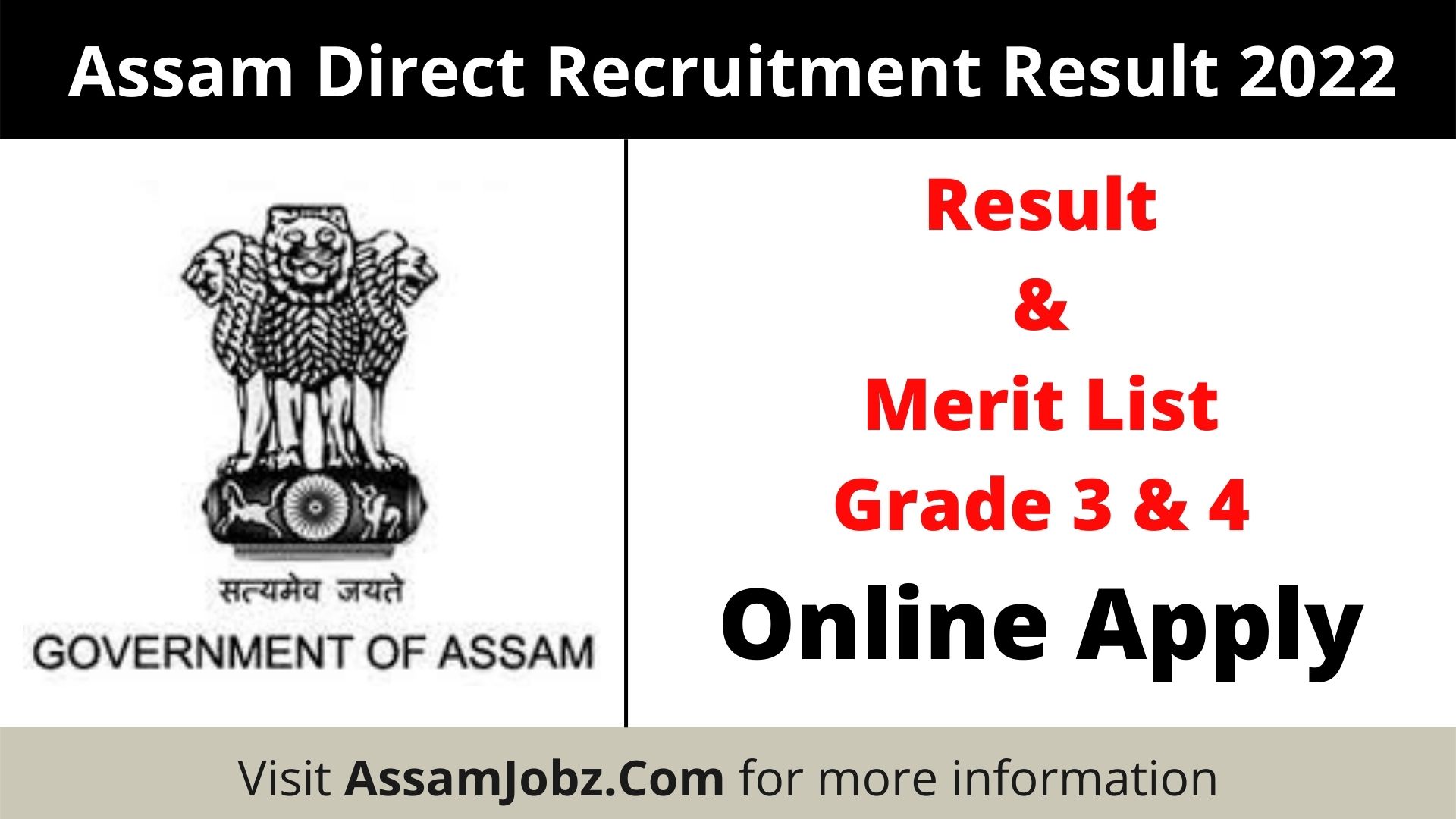 Assam Direct Recruitment Result 2022 - Grade 3 & 4 Merit List